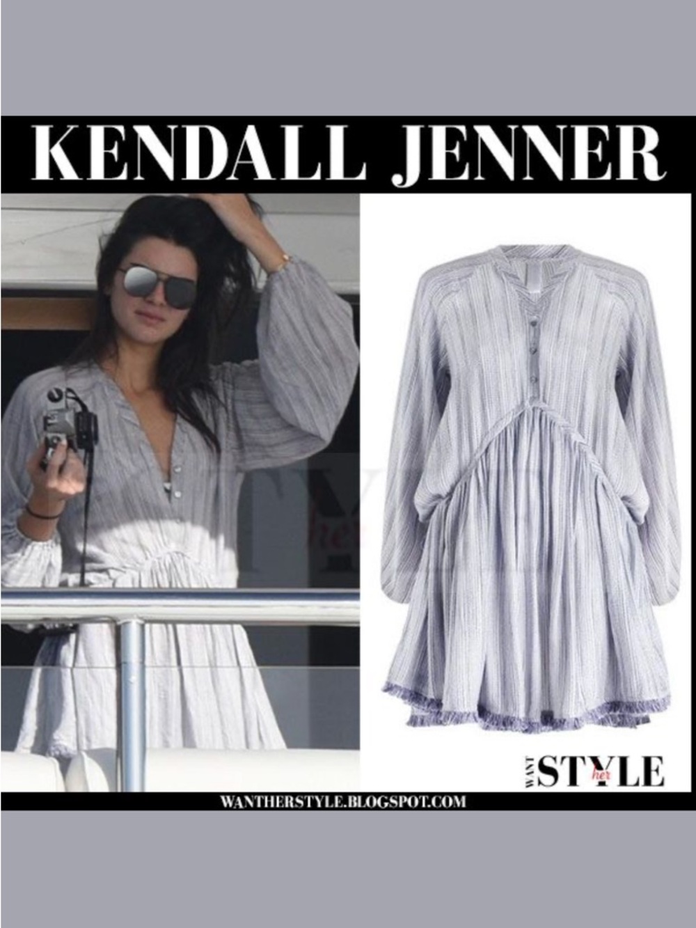 Zimmermann Light Gray Striped Tunic Dress